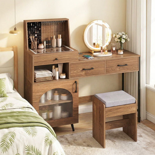 Vanity desk with mirror and - with,