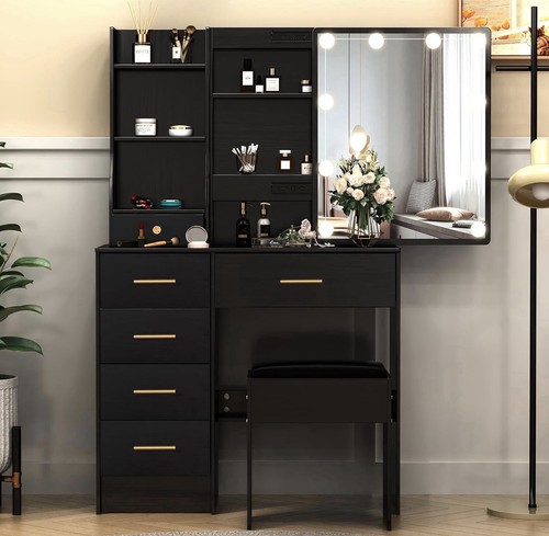 Black dressing table - black,