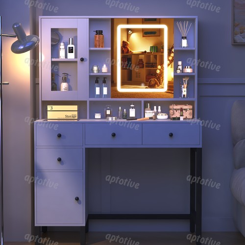White dressing table - white, led