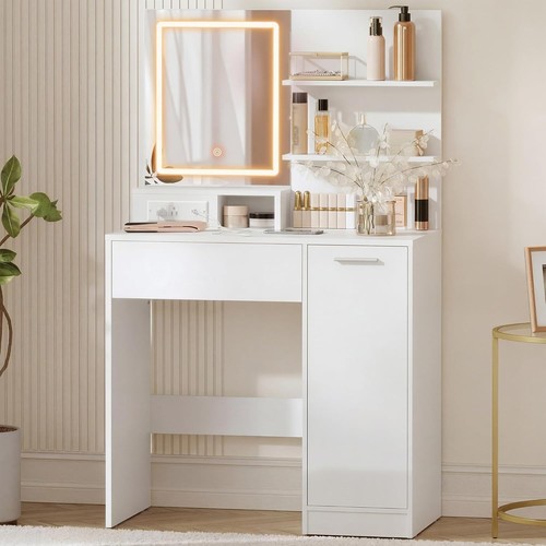 White dressing table with led - table,