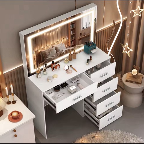 White dressing table with led - white,