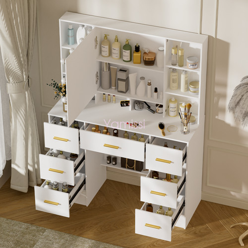 White dressing table with led - dressing,
