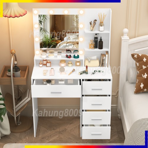 White vanity makeup - vanity, table