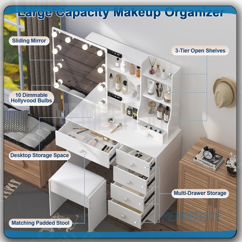 Dressing table with led - with,
