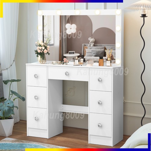 Large vanity desk with led - vanity,