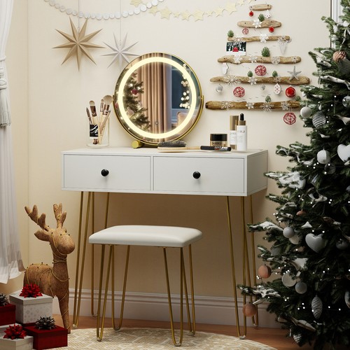 Desk with mirror and lights - desk,