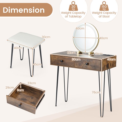 Desk with mirror - desk, lights