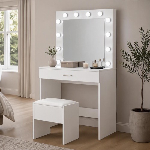 White dressing table - with, led