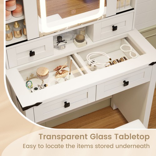 Table stool set mirror and - table, w/mirror