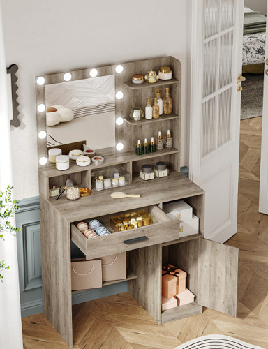 Dressing table with mirror and - with,