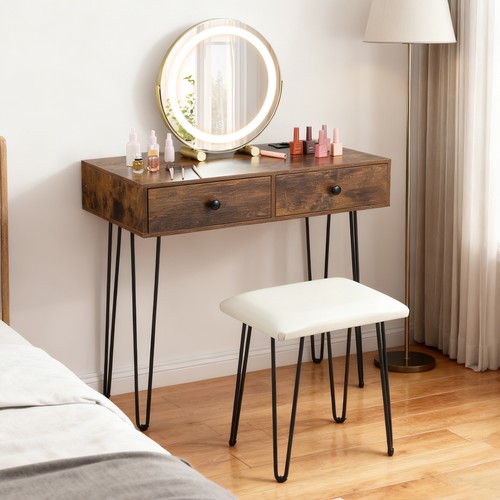 Desk with mirror and lights - with,